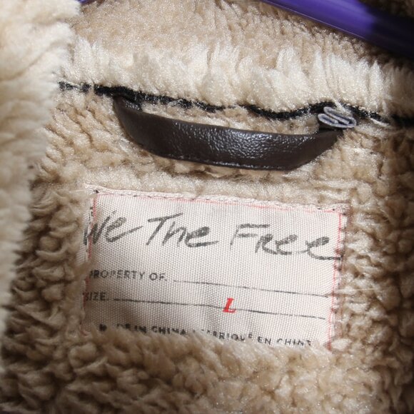 Free People We The Free Bad Habits Cozy Waistcoat Vest Crackle Brown Full Zip - Picture 13 of 14